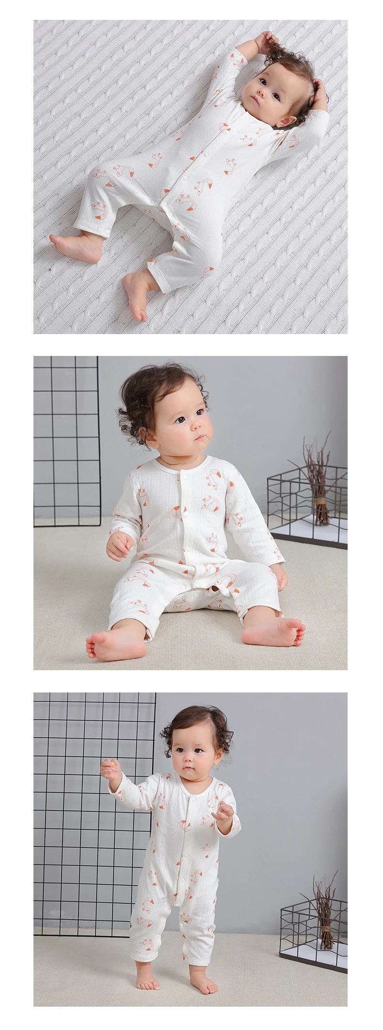 Spring Autumn Newborn Baby Clothes Boys Girls cartoon fox Rompers Kids Costume For Girl Infant Jumpsuit 3 6 9 12 Month