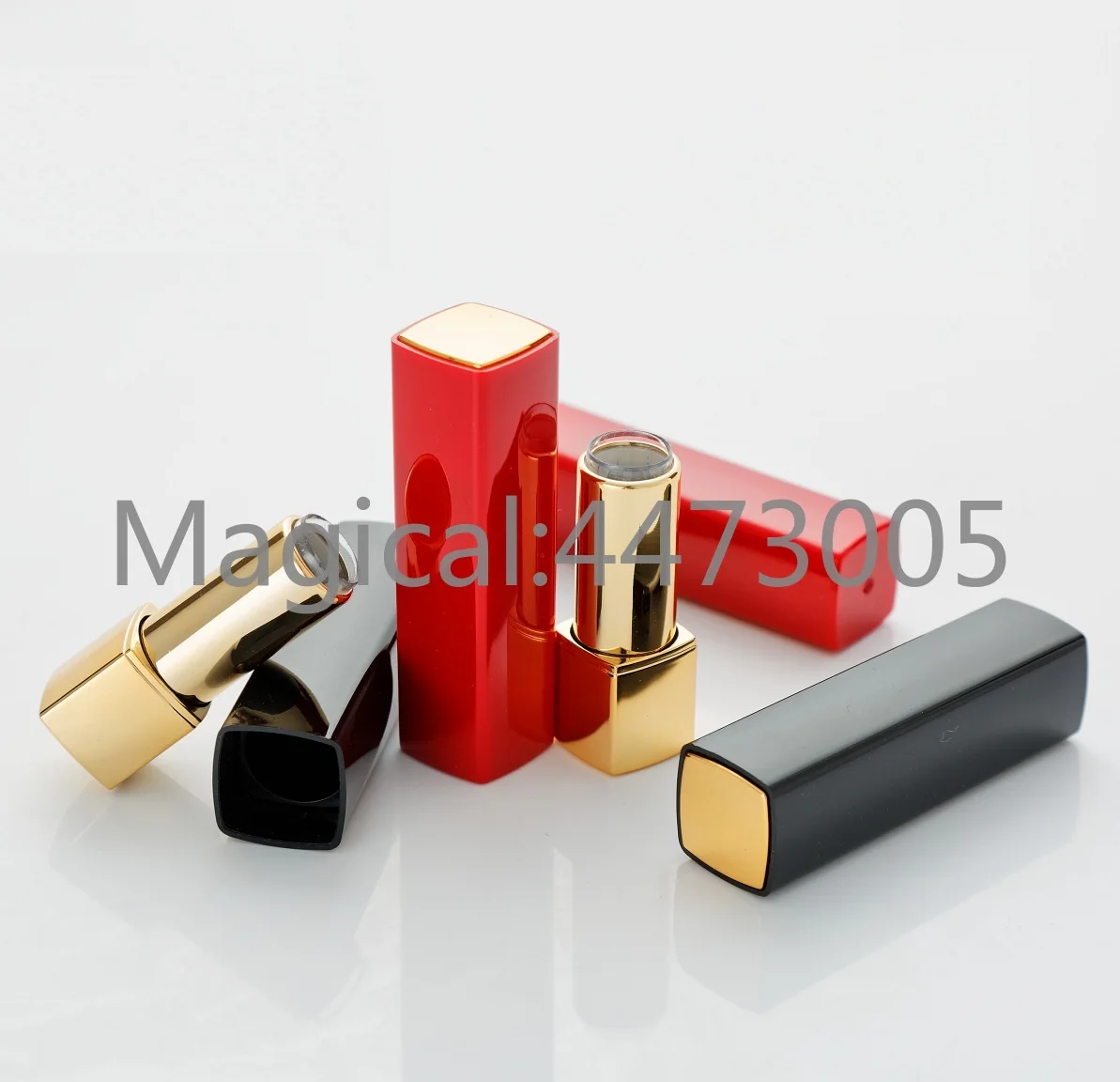 

free shipping 10/30/50pc empty High quality DIY new 12.1mm square pressure lipstick tube balck red Lip balm container bottle