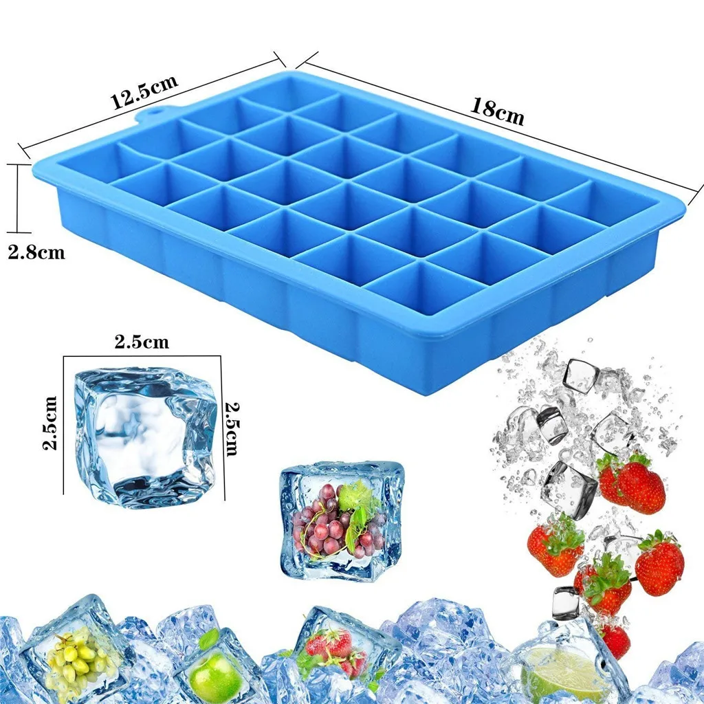

3Pcs 24 Cubes Ice Cube Trays Square Silicone Ice Cube Mold Ice Tray Freezer Easy Release Ice Pudding Maker Mold Bar Kitchen J80