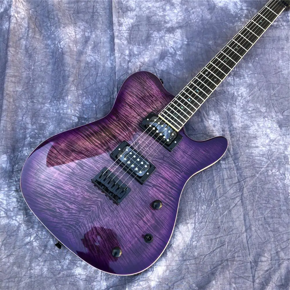 ЭЛЕКТРИЧЕСКАЯ ГИТАРА TL top с фиолетовым пламенем и кленовым верхом инкрустация в