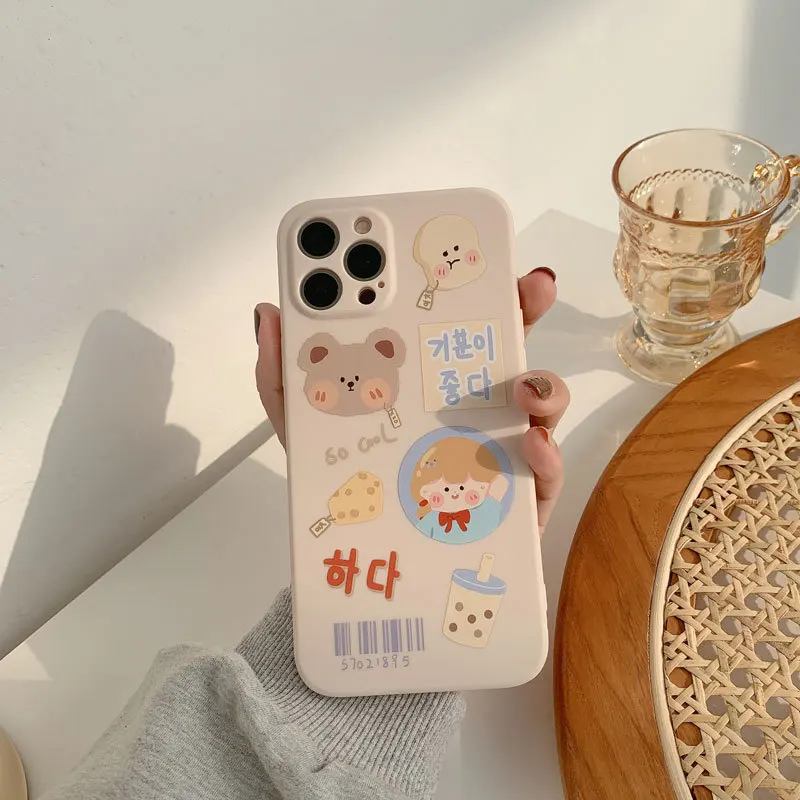 

Cartoon Milk Tea Girl Silicone Soft Phone Case For iPhone 7 8 Plus 2020 SE X XR XS Max 11 11Pro Max 12 12Pro Max Pro Mini Case