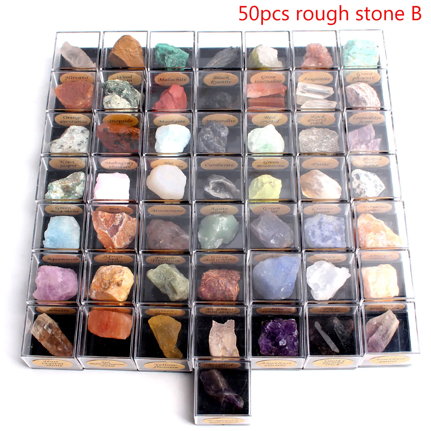 

50Pcs Natural Raw Crystal Set Rough Gems Original Stone Gravel Mineral Specimen Healing Birthday Educational Gift With Free Box