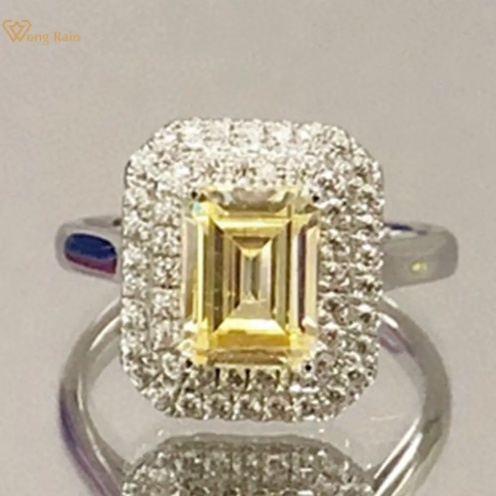 

Wong Rain 925 Sterling Silver Emerald Cut 2 CT Sapphire Created Moissanite Engagement Classic Lady Ring Fine Jewelry Wholesale