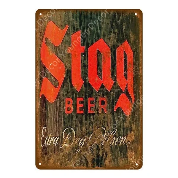 

Drink Alcohol Lager Beer Plate Vintage Wine Stag Poster Retro Metal Signs Bar Pub Cafe Hotel Home Decor Wall Art Painting Plaque