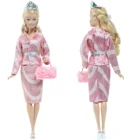 1 комплект, Розовая кукла BJDBUS, Экипировка, обувь на высоком каблуке, сумочка, элегантная женская Одежда для куклы Барби, детская одежда сделай сам, игрушки
