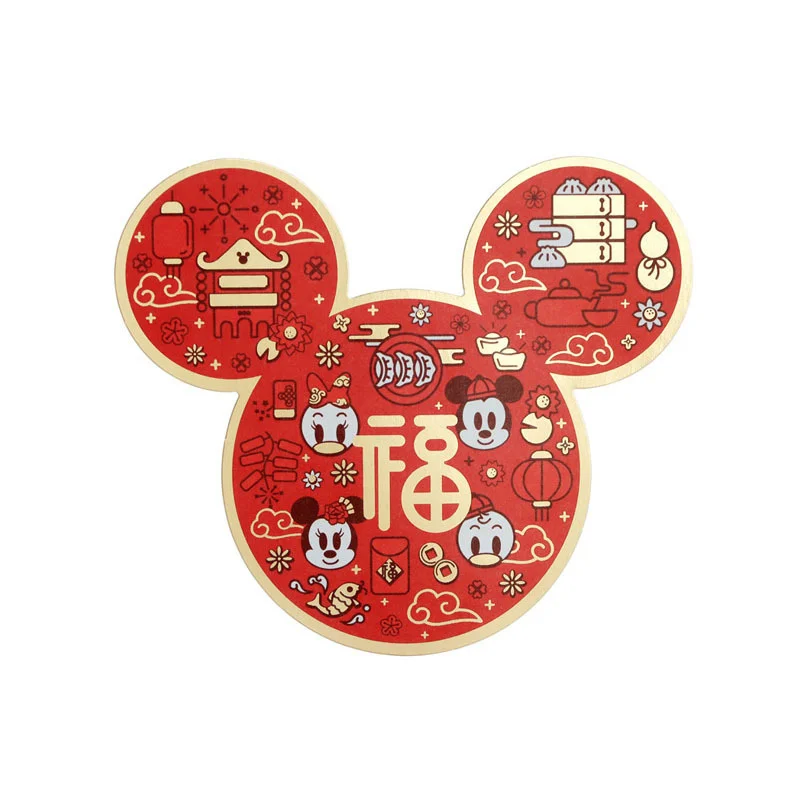Disney-sobre rojo tridimensional de dibujos animados, Mickey Mouse, Mickey Mouse, idea para sellar el paquete de A&ntilde;o Nuevo-5