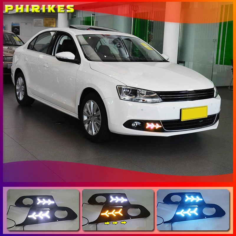 

1 Set 12v LED For Volkswagen VW Jetta Sagitar 2012 2013 2014 DRL Daytime Running Lights Daylight ABS Fog Lamp Cover