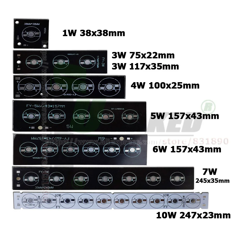 7 Вт 245*35 мм LED PCB алюминиевая пластина baord pcb для 1 3 5 ламповый прожектор потолочный