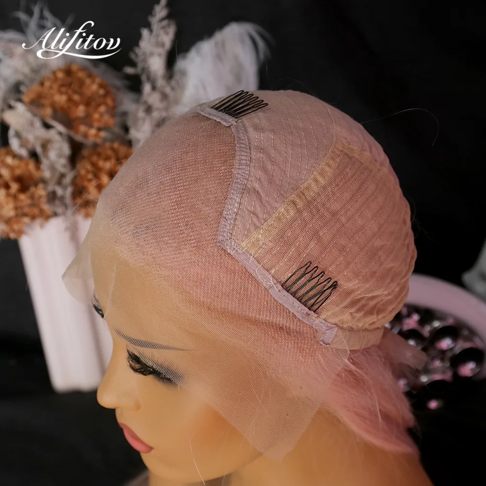 

ALIFITOV Pink Lace Front Wigs Body Wave Wig Pre-Plucked Remy Hair Human Hair Wigs with Baby Hair For Women