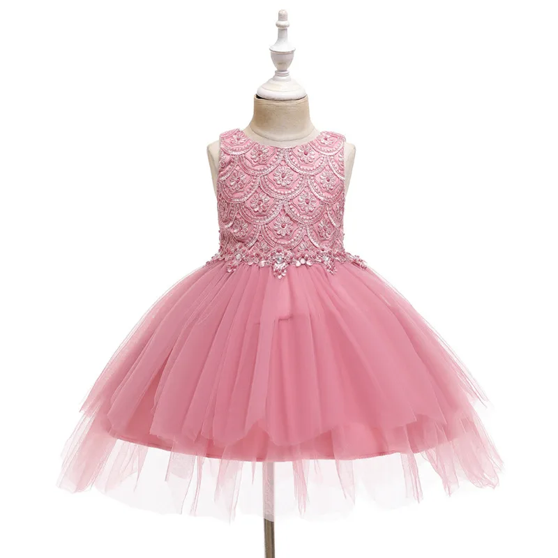 

Kids Girl Cake Flower Dress Children Party Wedding Formal Dress for Girl Princess First Communion Costume