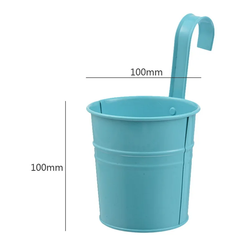 

10 Colors Hanging Flower Pots Hook Wall Pots Garden Pots on Balcony Planters Metal Bucket Flower Holders Decor Home