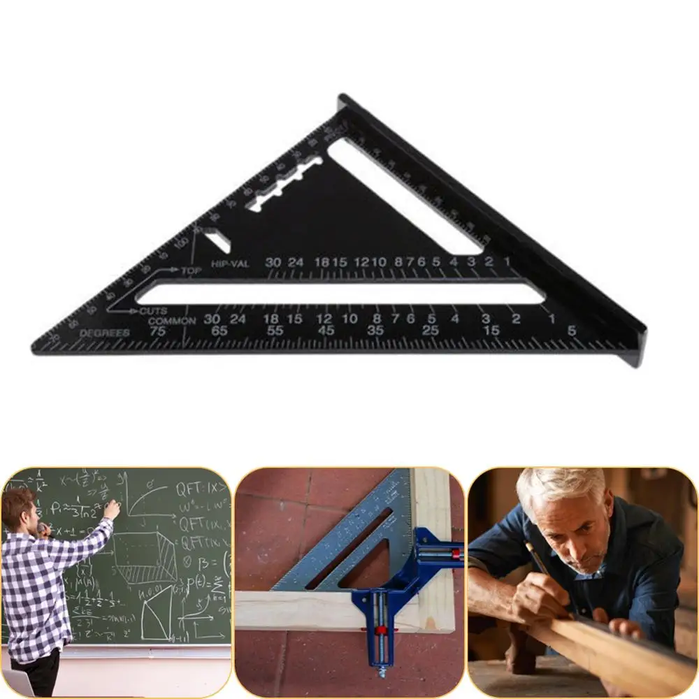 7 дюймовый Метрическая Треугольники линейка черного Алюминий сплав шкала