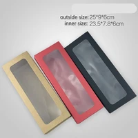 10pcslot hot sell transparent window kraft packing box rectangle moon cake makaron biscuits drawer gift boxes west point case