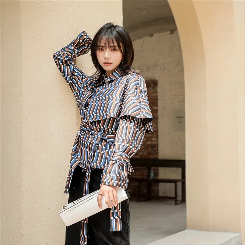 LANMREM 2020 контрастная необычная пятнистая куртка пальто Весенняя Новая ветровка с