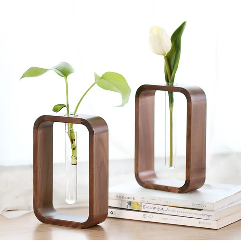 Ваза деревянная настольная в современном стиле гидропонный цветочный горшок из