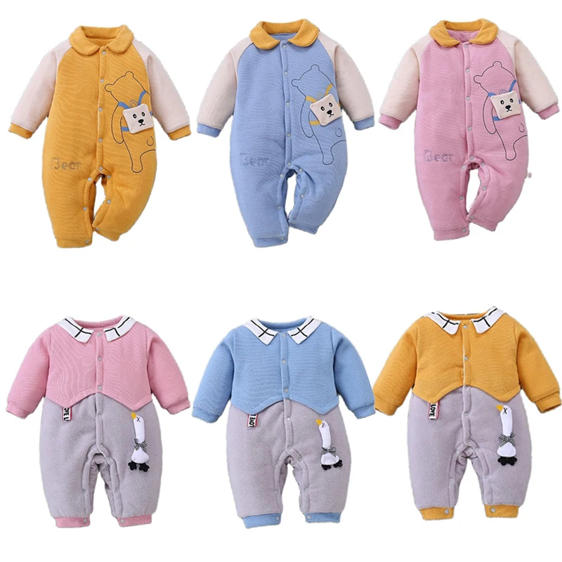 

2021 New Winter Newborn Romper Plush Cotton Clothes Baby Boy Rompers Baby Girl Warm Romper Kids Jumpsuit Children's Clothing