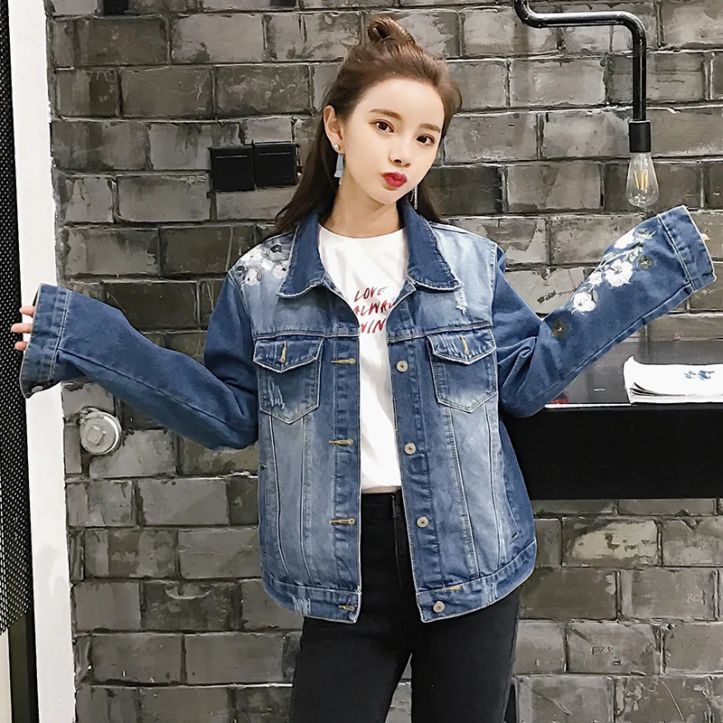 Женская джинсовая куртка большого размера Повседневная Свободная Базовая с