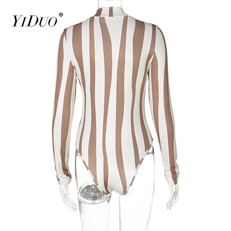 

YiDuo Flame Print Sexy Bodycon Bodysuit Women Long Sleeve Slim Rompers Jumpsuit Streetwear Skinny O-Neck Fashion Spring Bodysuit