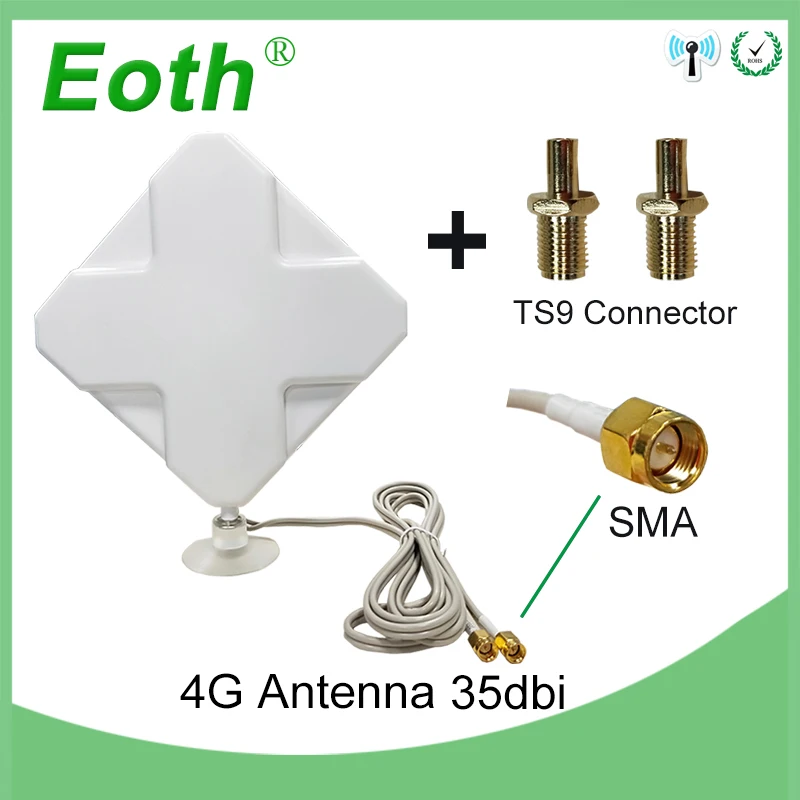 

3G 4G Antenna 35dBi 2m Cable LTE Antena pbx 2 SMA connector for 4G Modem Router Adapter Female to TS9 Male connector Signal zoom