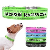 personalized dog id collar reflective nylon pet name collars necklace free print anti lost adjustable for small large dogs s m l