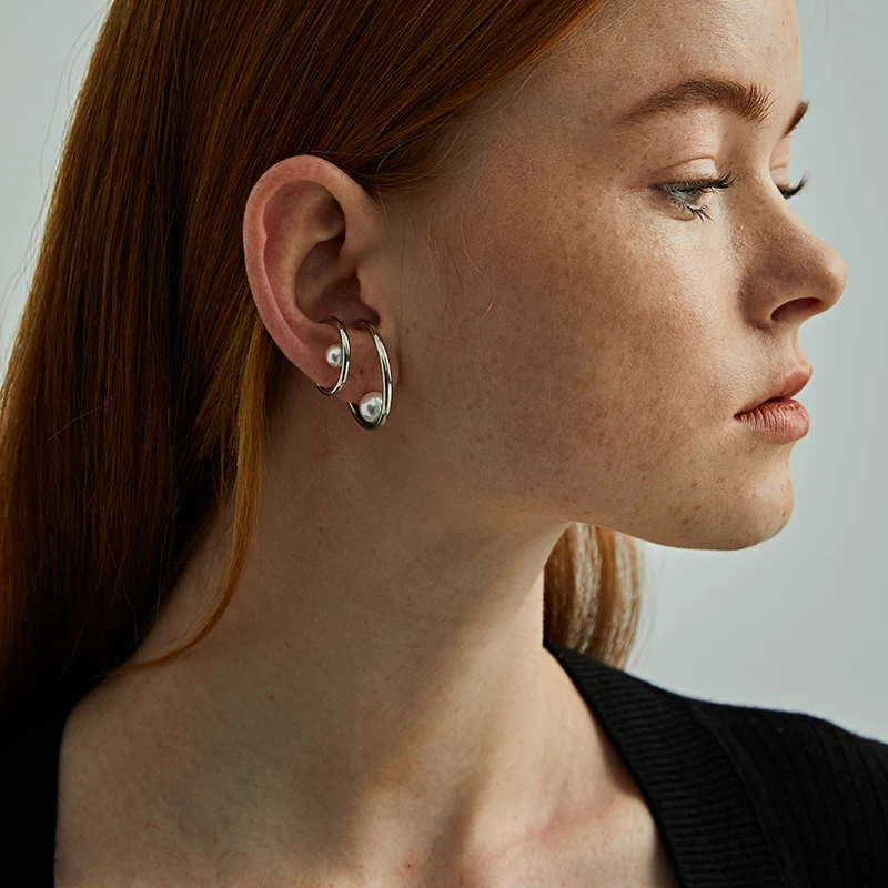 Вечный чудо глэм жемчужные круглые клипсы серьги женские ювилирные изделия