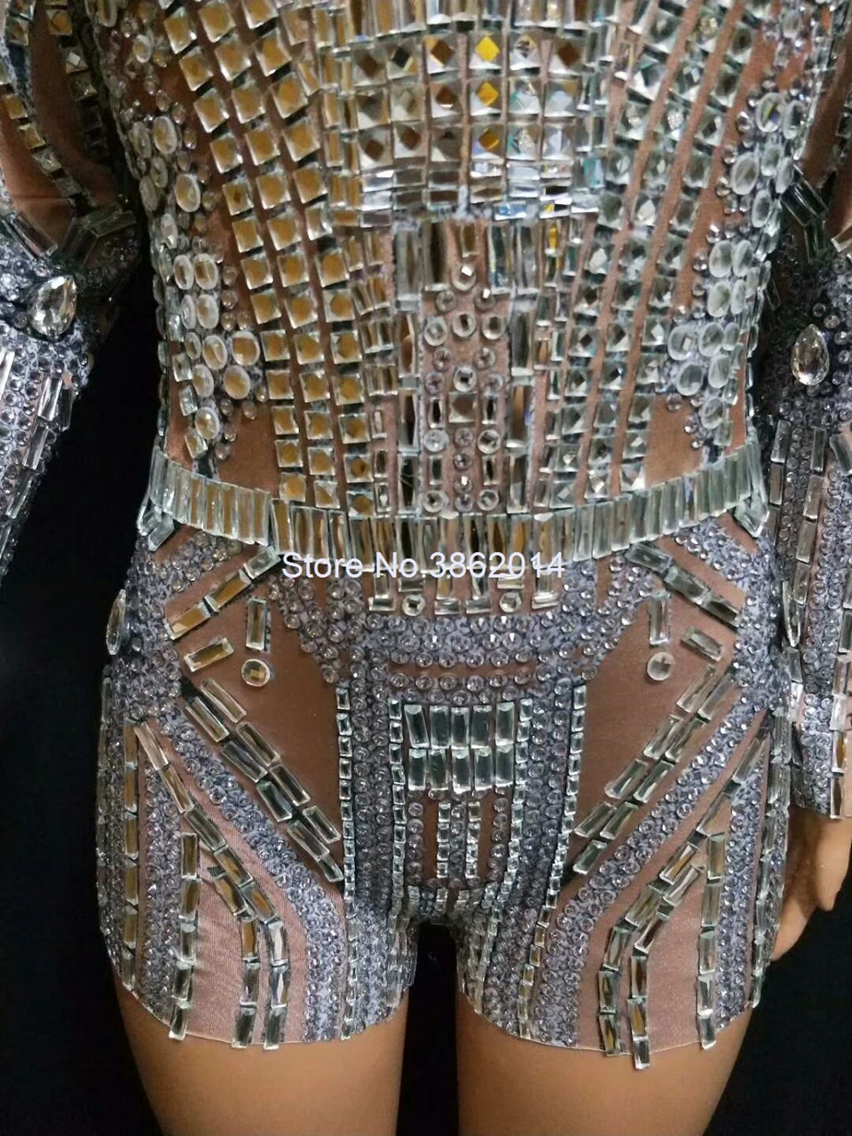 Блестящие Серебряные комбинезоны со стразами женский комбинезон вечерний