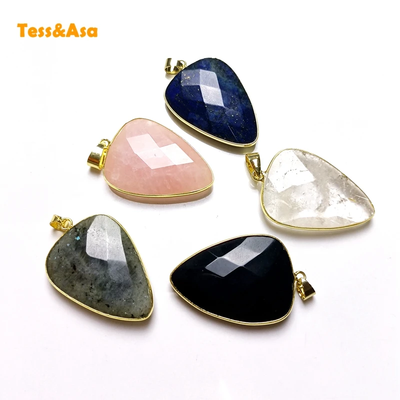 

Подвески из драгоценного камня и кристалла, ювелирные изделия, Латунь с Каплевидным золотым покрытием, натуральный розовый кварц, лабрадор...