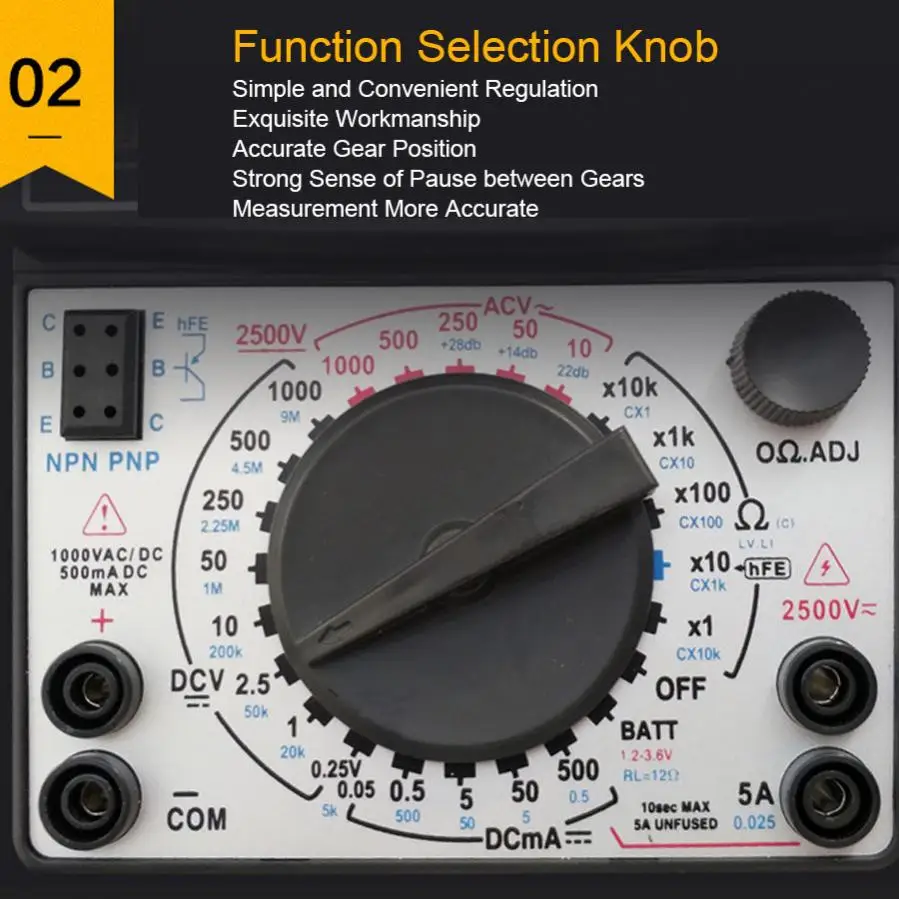 

MF47 Multimeter AC DC Capacitance Tester Multifunctional Electrical Instruments Meter Students Mechanical Pointer Multimeter