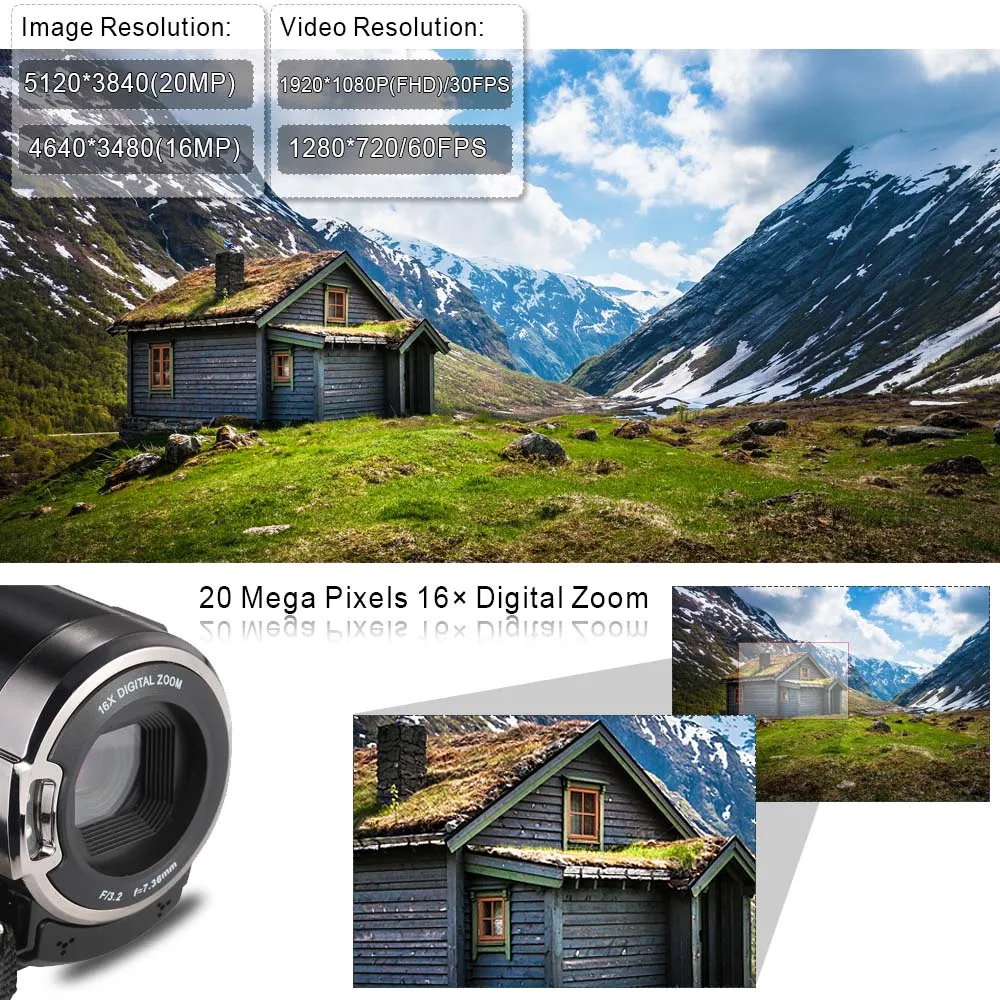3," TFT lcd сенсорный экран видео камера видеокамера 1080P Full HD 20MP 16X зум Цифровая видеокамера рекордер DVR видеокамера