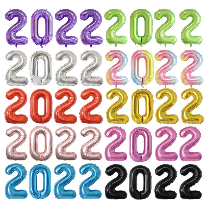 

40 inch 2022 Happy New Year Balloon New Year Party Decoration 2022 Decoration Balloon Number Balloon New Year Decoration