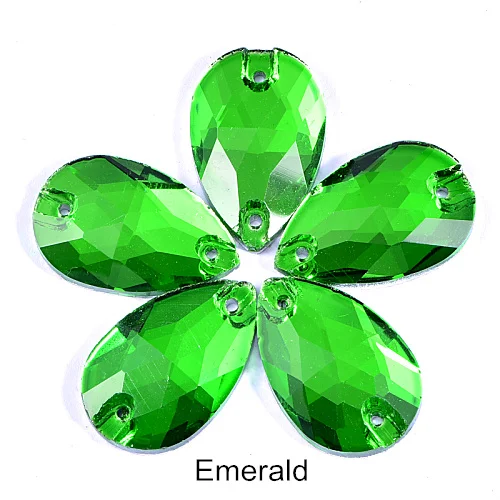 Emerald Каплевидные стразы, много цветов, пришивные стразы с плоской задней стороной, стеклянные хрустальные каплевидные стразы, свадебное платье F0155 - Цвет: Emerald