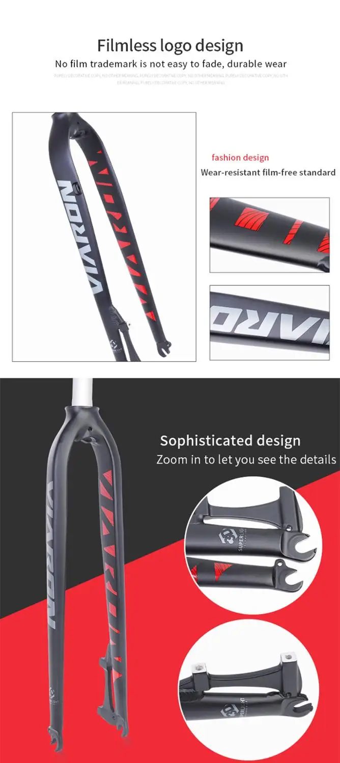 

Bicycle Rigid Fork Aluminum Alloy 6069 MTB Road Hard Fork 26 27.5 29er Inch Mountain 9mm Quick Disc Brake For Bike Accessories