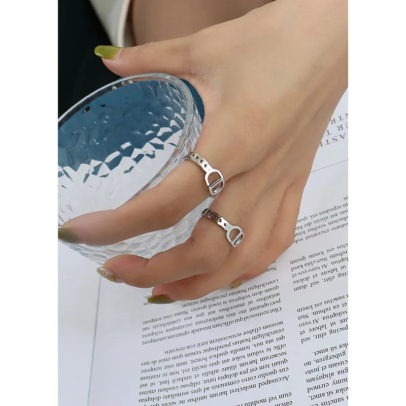 

POTCET Titanium Steel Rings Adjustable Vintage Simplicity Female Jewelry Geometric Trend