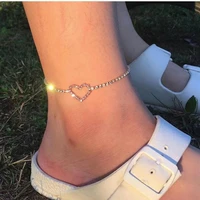 summer beach rhinestone bling pink love heart anklet bracelet charms crystal leg chain anklets foot chain jewelry for girl