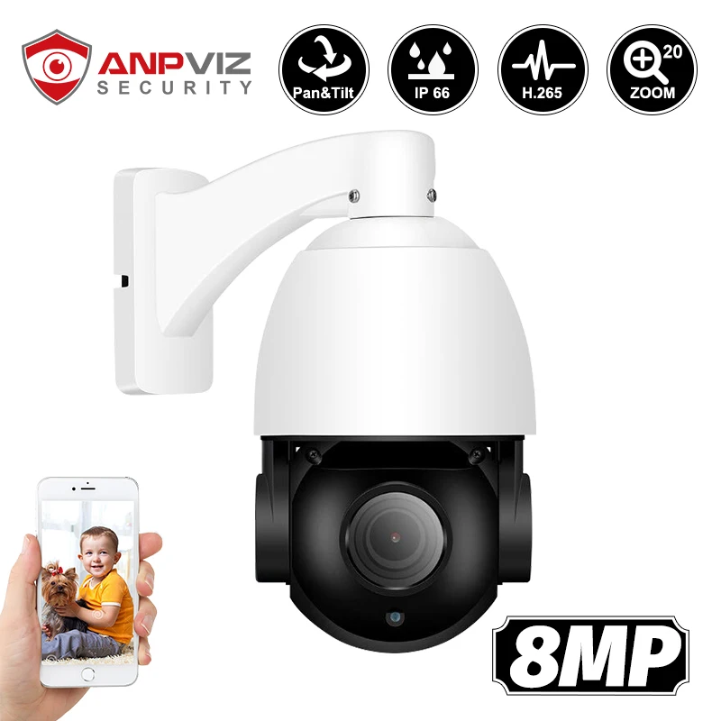 

Anpviz Outdoor IP Camera PTZ 8MP 20X Zoom IP PTZ Camera 360° IR CCTV Camera Pan / Tilt / Zoom Security Camera