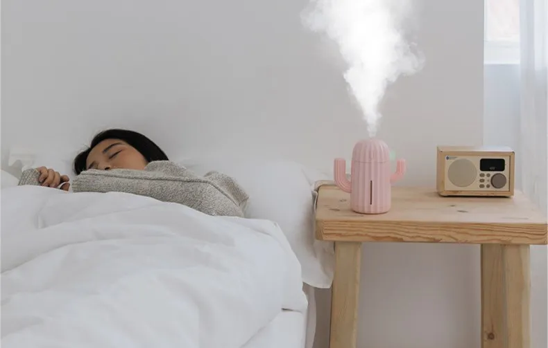340ML USB Ultrasonic Air Humidifier Cactus Timing Aromatherapy Oil Diffuser Essential Mist Maker Fogger Mini Aroma Atomizer