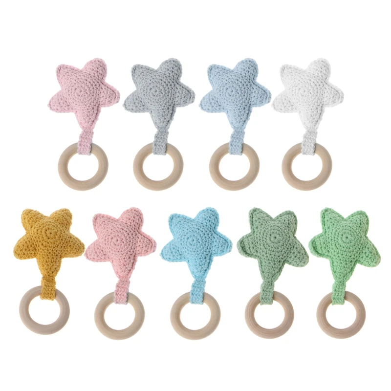 

1pc Baby Teething Ring Chewie Teether Safety Wooden Natural Star Sensory Toy Gift