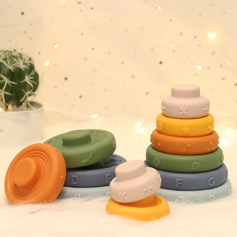 

Мягкий силиконовый Детский конструктор, радужная игрушка для детей 0-12 месяцев