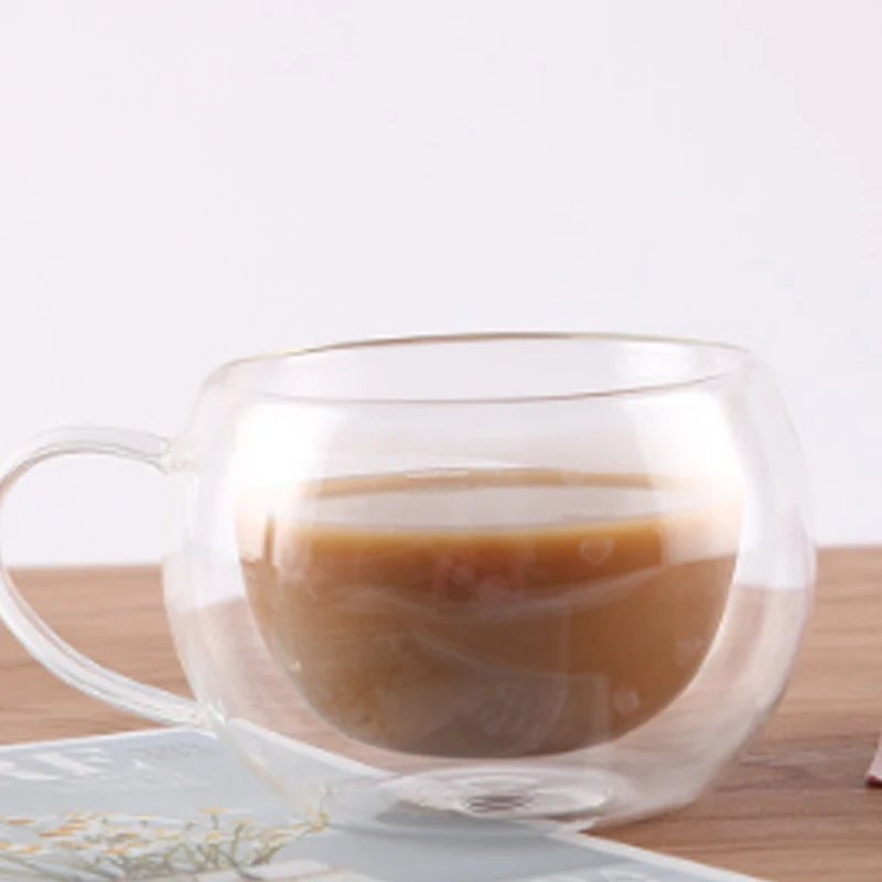 Термостойкая стеклянная кофейная чашка с двойными стенками креативная кружка