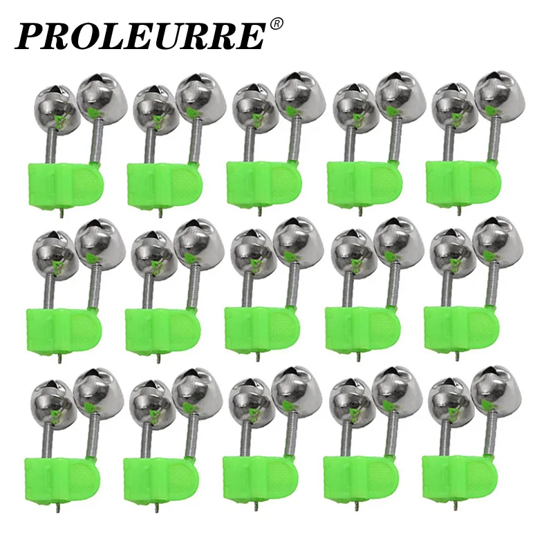 5pcs/Lot Bite Alarms Fishing Rod Bells Tackle Accessory Rod Clamp Tip Clip Metal Bells Ring Green ABS Plastic Outdoor Tools