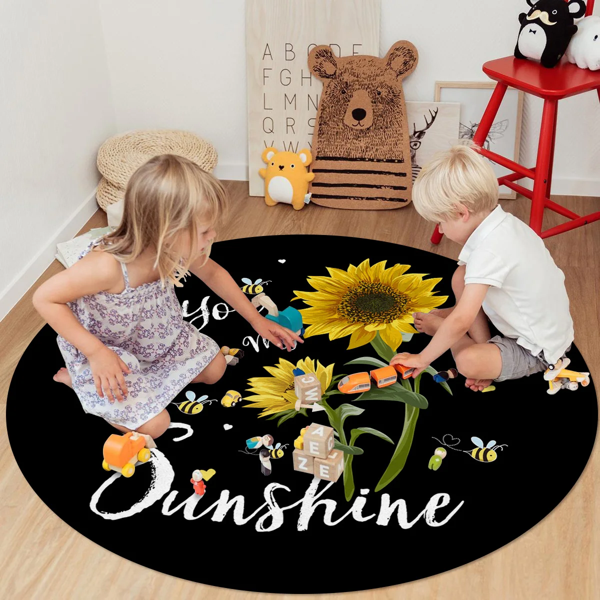 You Are My Sunshine Подсолнухи пчела круглые ковры для гостиной спальни кресла коврик