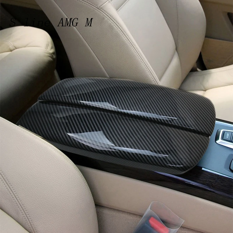 

Car styling For X5 X6 E70 E71 Carbon fiber Stowing Tidying Armrest box protect stickers covers Trim Auto Interior Accessories