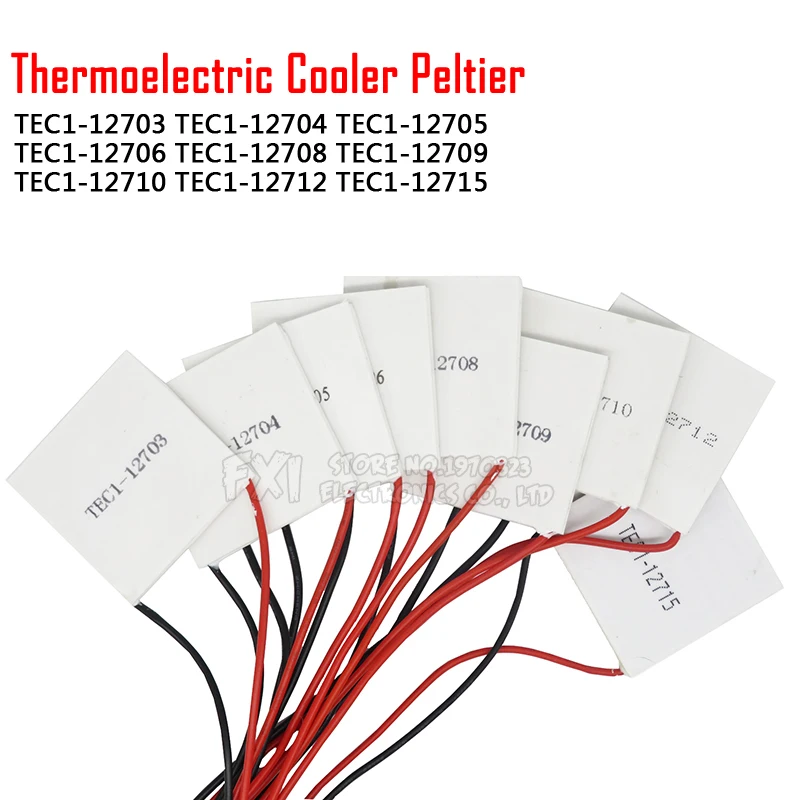 

TEC1-12703 12705 12708 12704 Термоэлектрический охладитель Пельтье TEC1-12706 TEC1-12710 TEC1-12715 40*40 мм 12V Пельтье Elemente модуль