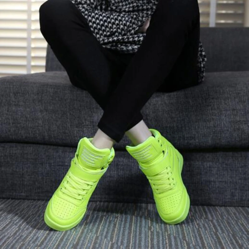 

Casual High Top Shoes Women Lace-up Platform Shoes Korean Invisible Increased Wedge Heel Leisure Sneakers Vulcanized Shoes