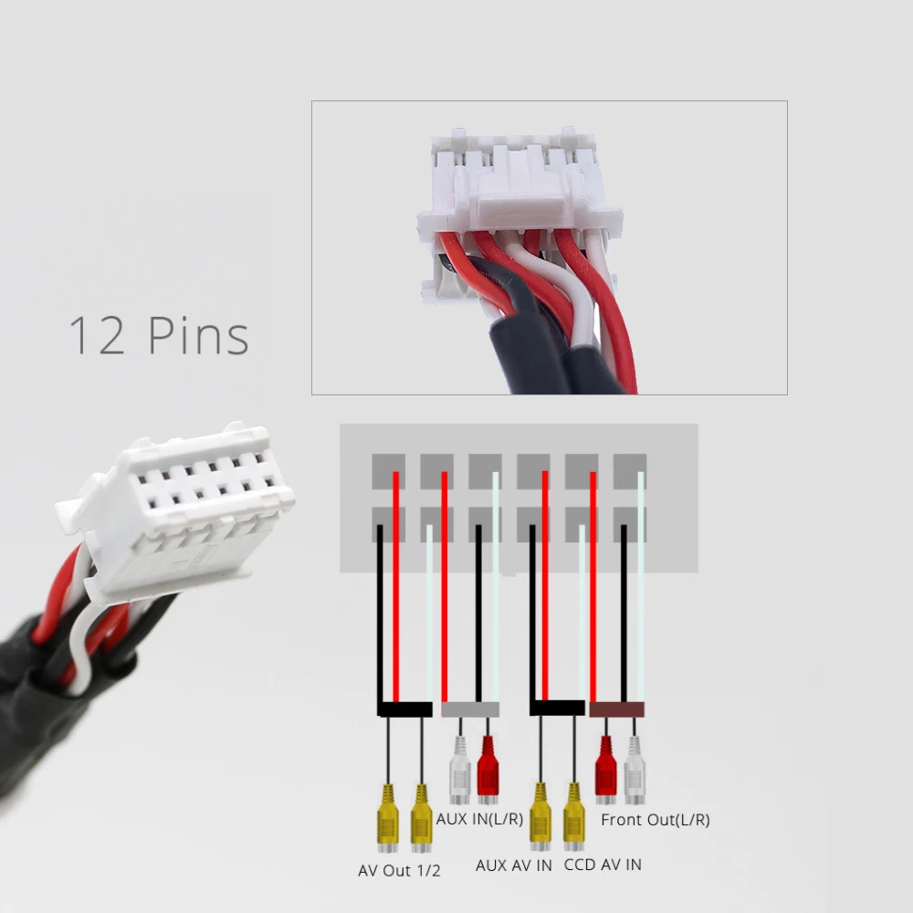 12 Pin Автомобильный Универсальный 8 RCA выходной провод жгут CCD AUX AV входной кабель