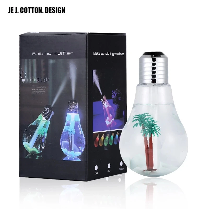 

400ML Humidifier Air Ultrasonic USB Colorful Light Bulb Essential Oil Diffuser Atomizer Freshener Mist Maker For Home Office
