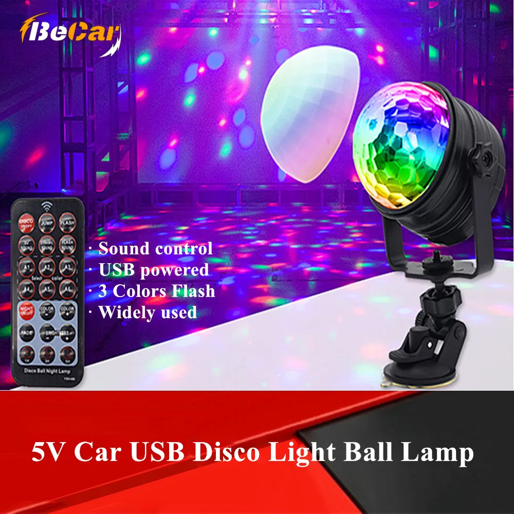 

1 Set 5V Car USB Sound Control Disco Light Ball Lighting for Car Atmosphere Lamp Home Wedding Outdoor Party DJ Stage Light