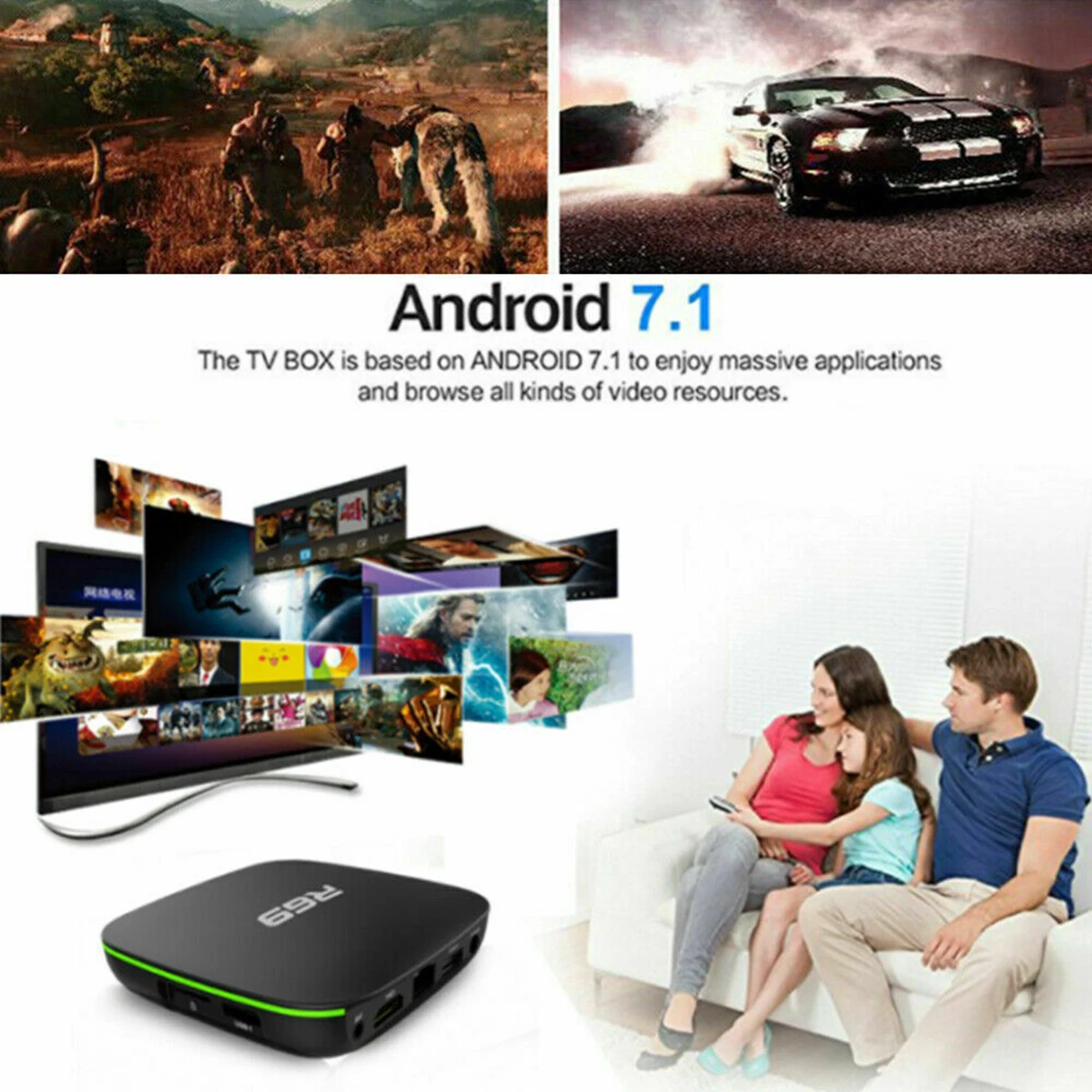 SOONHUA Smart TV Box WIFI Media Video Player Boxes US Plug Android 7.1 With HDMI Cable And IR Remote Control | Электроника