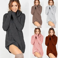autumn spring winter new fashion women casual turtleneck pullover long knitted oversize long sleeve thin sweaters dresses
