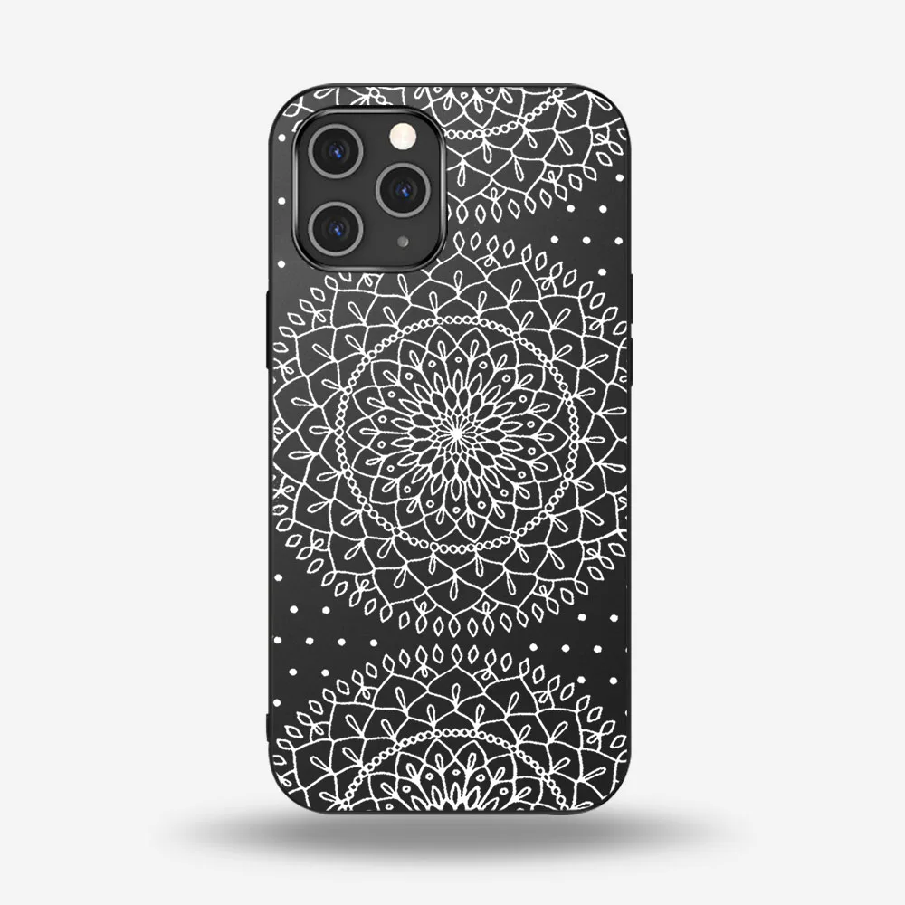 

White Ink Mandala Case For iPhone 12 11 Pro Max Mini Cover for iPhone X XR XS MAX 7 8 6 6S Plus 5S SE 2020 Soft TPU Phone Fundas